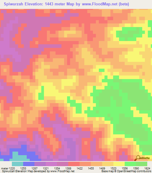 Spiwurzah,Afghanistan Elevation Map