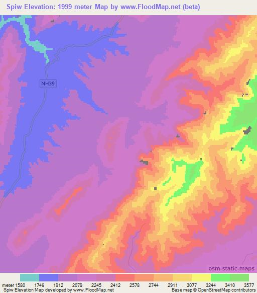 Spiw,Afghanistan Elevation Map