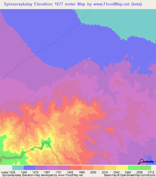 Spinzeraykalay,Afghanistan Elevation Map