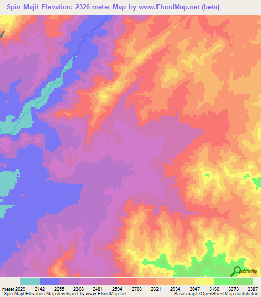 Spin Majit,Afghanistan Elevation Map
