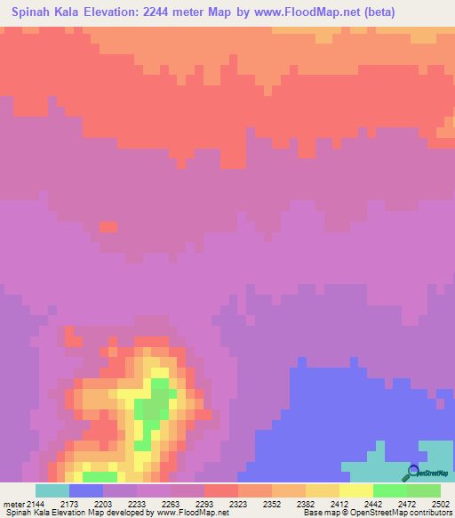 Spinah Kala,Afghanistan Elevation Map