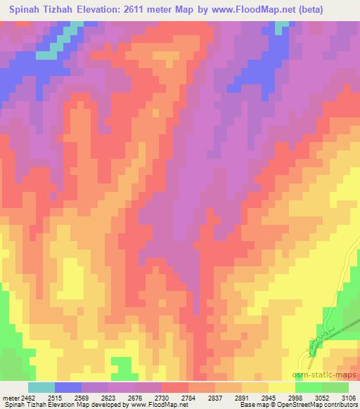 Spinah Tizhah,Afghanistan Elevation Map
