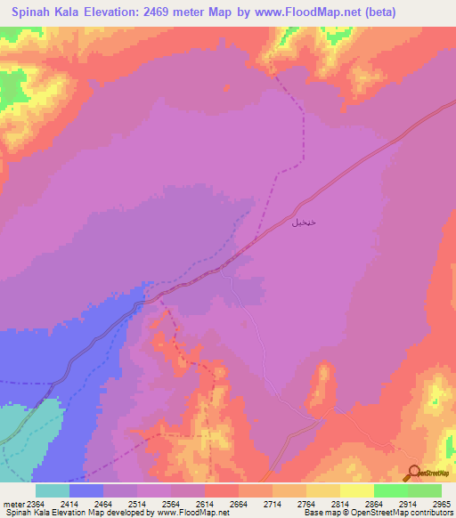 Spinah Kala,Afghanistan Elevation Map