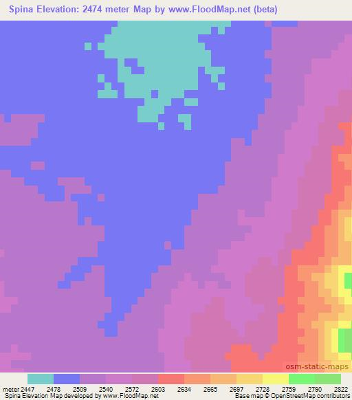Spina,Afghanistan Elevation Map