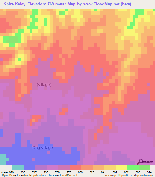Spire Kelay,Afghanistan Elevation Map
