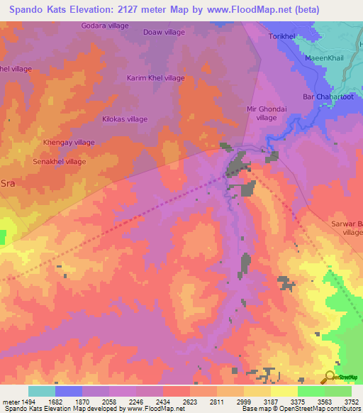 Spando Kats,Afghanistan Elevation Map