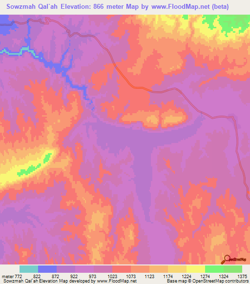 Sowzmah Qal`ah,Afghanistan Elevation Map