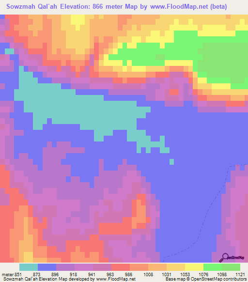 Sowzmah Qal`ah,Afghanistan Elevation Map