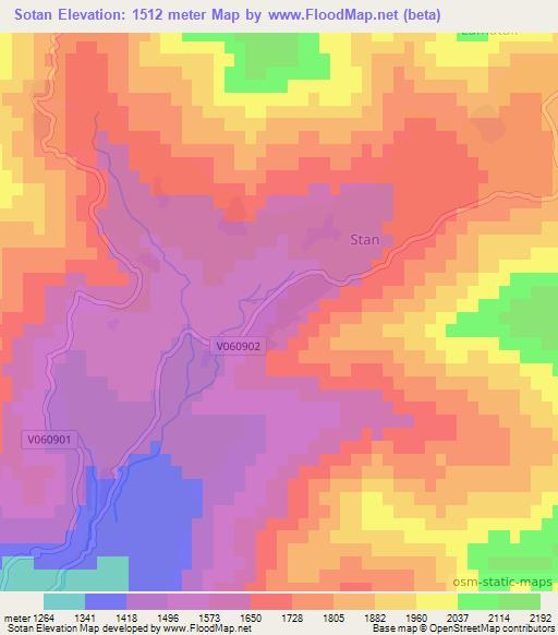 Sotan,Afghanistan Elevation Map