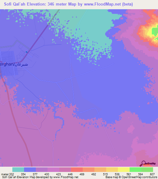 Sofi Qal`ah,Afghanistan Elevation Map