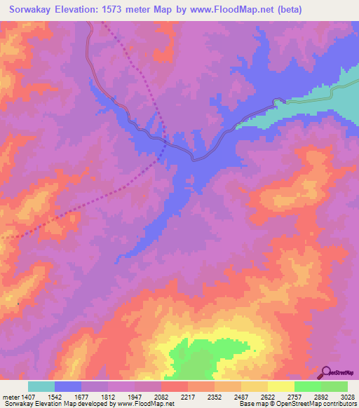 Sorwakay,Afghanistan Elevation Map