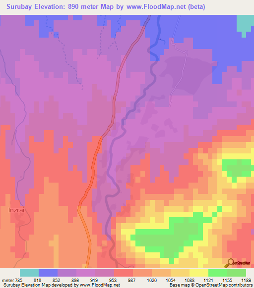 Surubay,Afghanistan Elevation Map