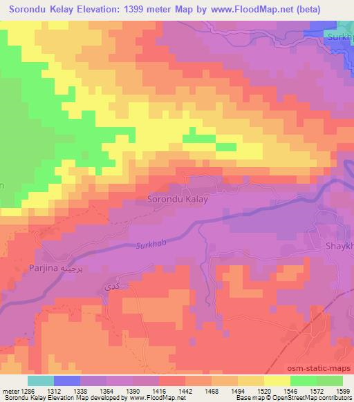 Sorondu Kelay,Afghanistan Elevation Map