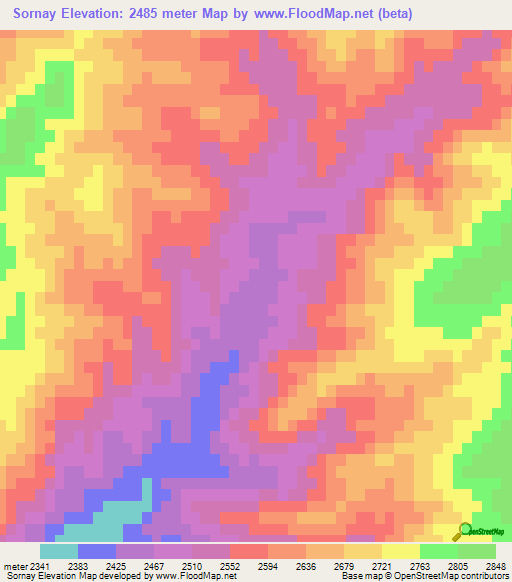 Sornay,Afghanistan Elevation Map