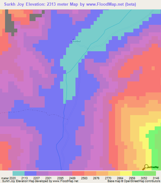 Surkh Joy,Afghanistan Elevation Map