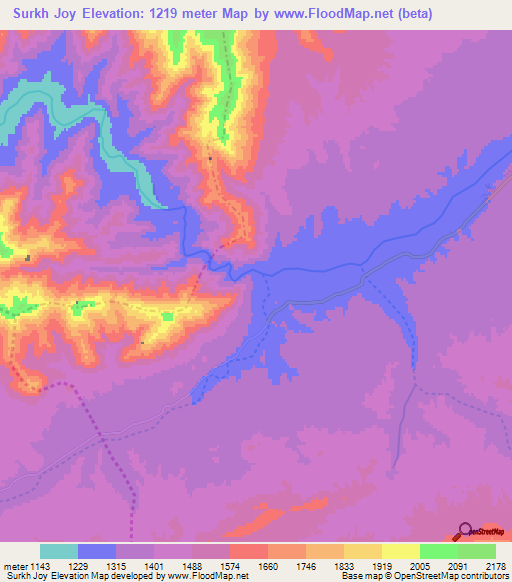 Surkh Joy,Afghanistan Elevation Map