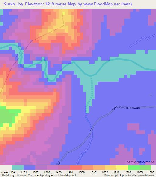 Surkh Joy,Afghanistan Elevation Map