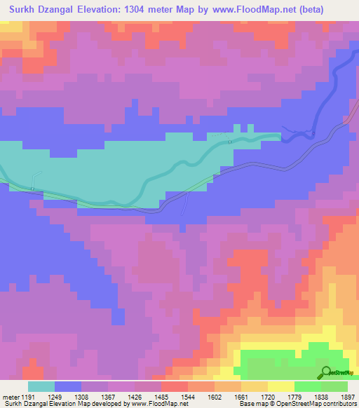 Surkh Dzangal,Afghanistan Elevation Map