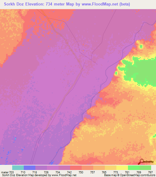 Sorkh Doz,Afghanistan Elevation Map