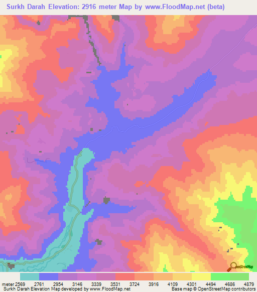 Surkh Darah,Afghanistan Elevation Map