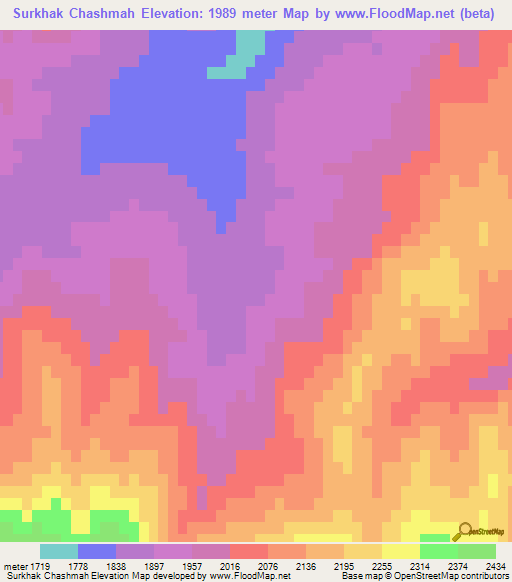 Surkhak Chashmah,Afghanistan Elevation Map