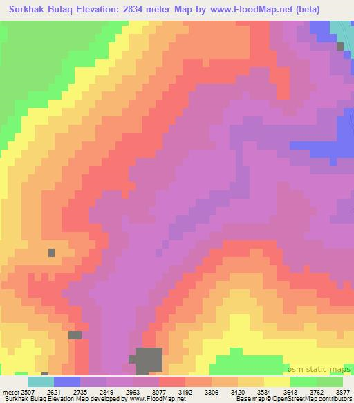 Surkhak Bulaq,Afghanistan Elevation Map