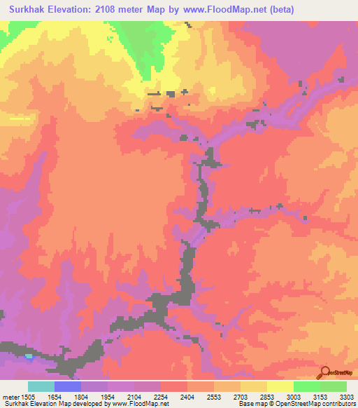 Surkhak,Afghanistan Elevation Map