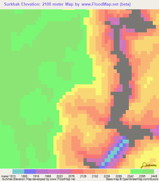 Surkhak,Afghanistan Elevation Map