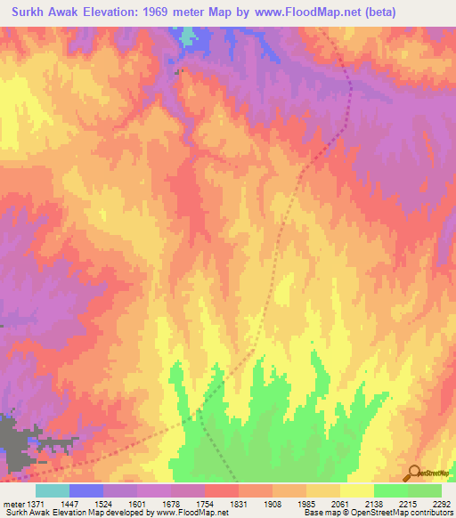 Surkh Awak,Afghanistan Elevation Map