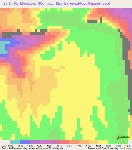 Sorkh Ab,Afghanistan Elevation Map