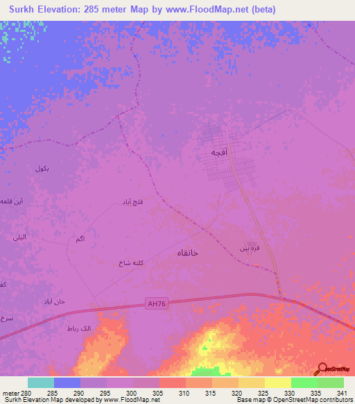 Surkh,Afghanistan Elevation Map