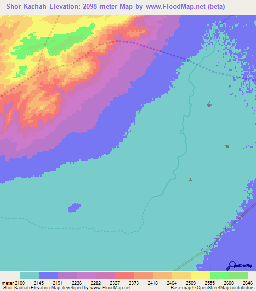Shor Kachah,Afghanistan Elevation Map