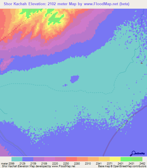 Shor Kachah,Afghanistan Elevation Map