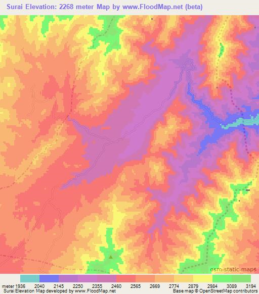 Surai,Afghanistan Elevation Map