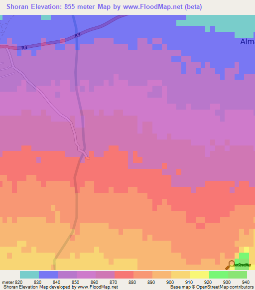 Shoran,Afghanistan Elevation Map