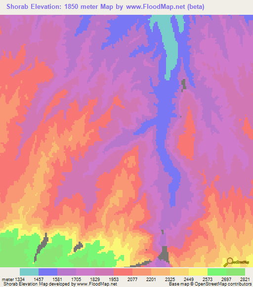 Shorab,Afghanistan Elevation Map