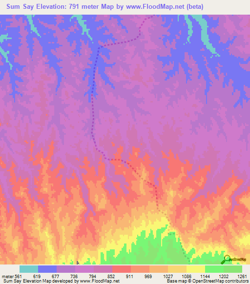 Sum Say,Afghanistan Elevation Map
