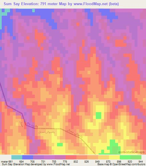 Sum Say,Afghanistan Elevation Map