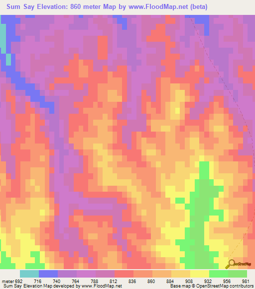 Sum Say,Afghanistan Elevation Map