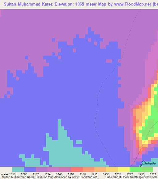 Sultan Muhammad Karez,Afghanistan Elevation Map