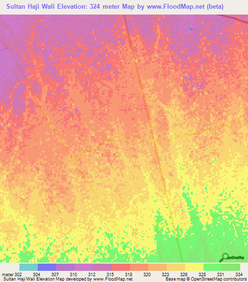 Sultan Haji Wali,Afghanistan Elevation Map