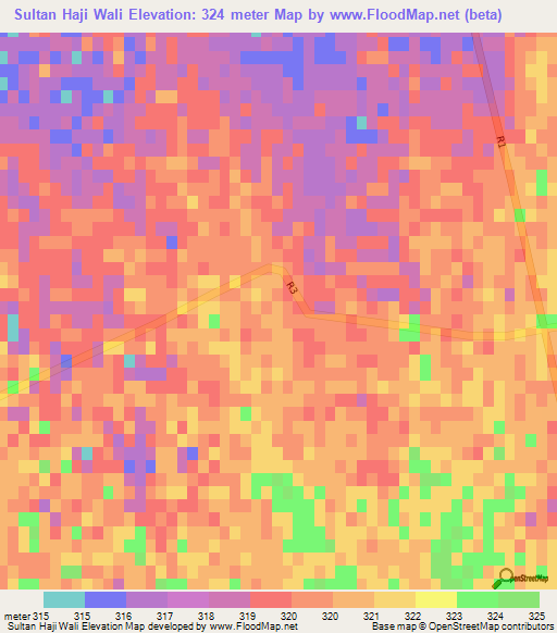 Sultan Haji Wali,Afghanistan Elevation Map