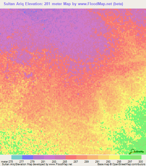 Sultan Ariq,Afghanistan Elevation Map