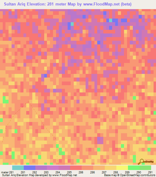 Sultan Ariq,Afghanistan Elevation Map
