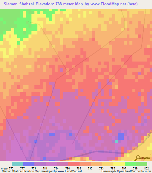 Sleman Shahzai,Afghanistan Elevation Map