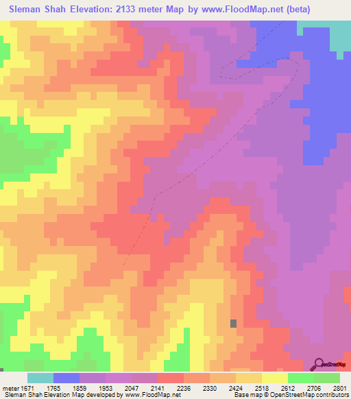 Sleman Shah,Afghanistan Elevation Map