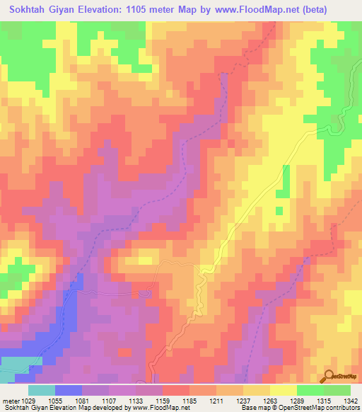 Sokhtah Giyan,Afghanistan Elevation Map