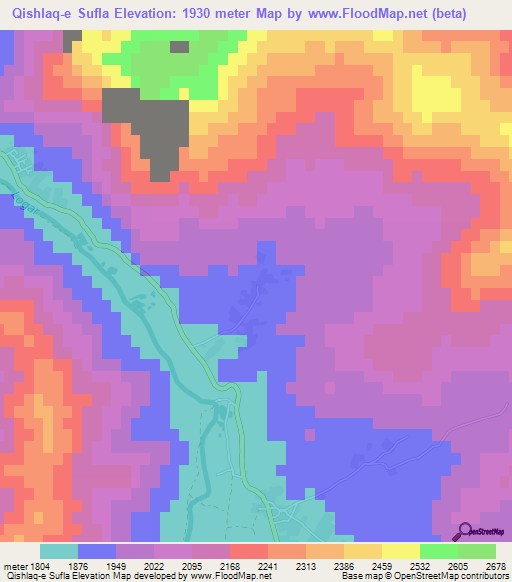 Qishlaq-e Sufla,Afghanistan Elevation Map