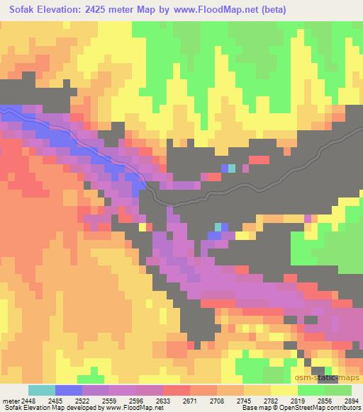 Sofak,Afghanistan Elevation Map