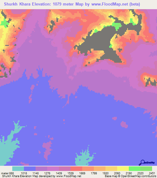 Shurkh Khara,Afghanistan Elevation Map